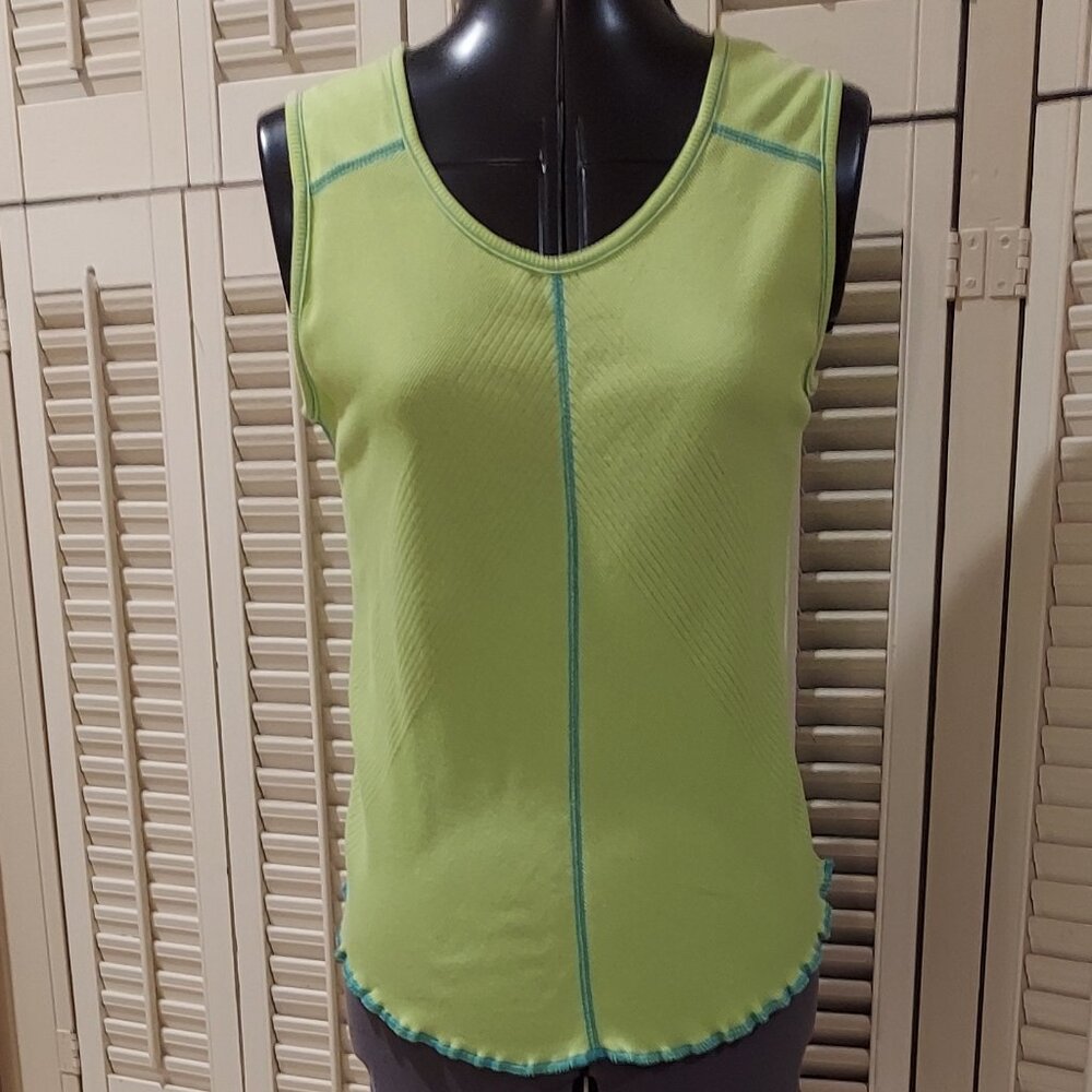 Lime Green & Turquoise Tank Top FDJ French Dressing Size M
